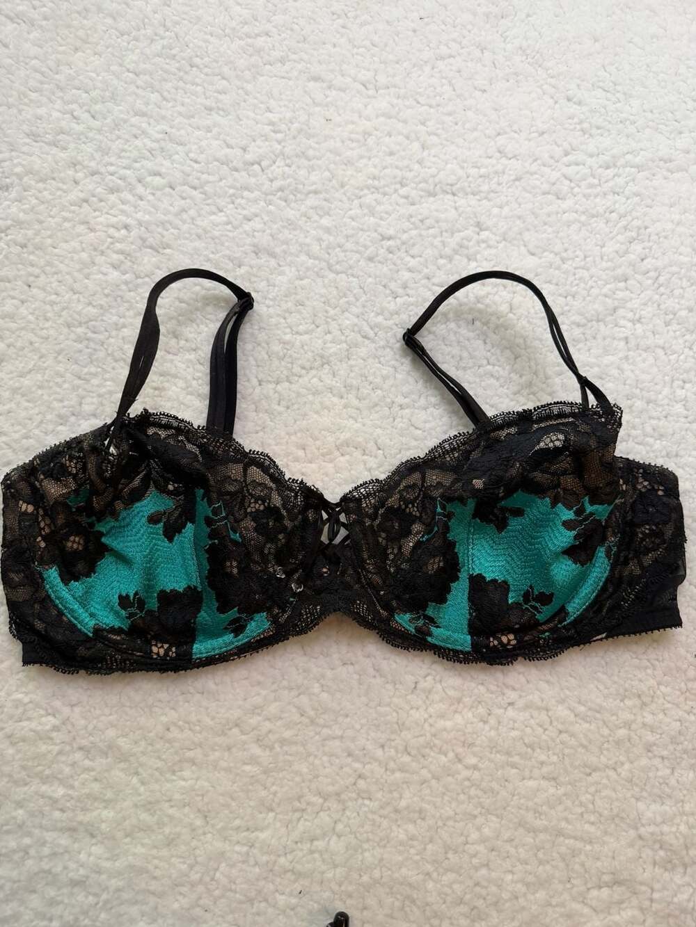 Victoria's Secret Unlined Demi Size 36D Black Teal
